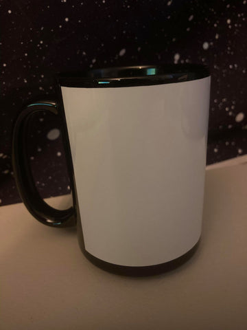 15 0z Blk/White Ceramic Banner Mug